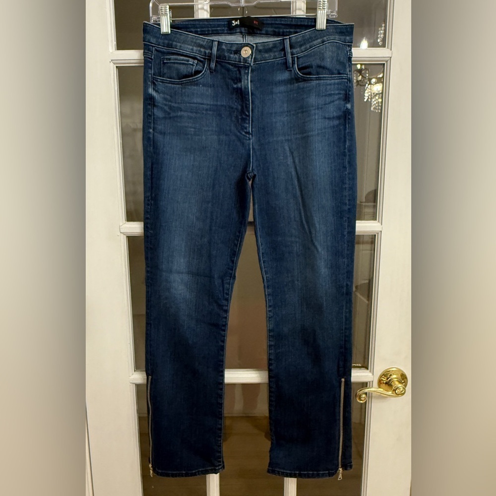 3X1 NYC Women's Dark Wash Zipper Ankle Straight Leg Jeans in Presley Size 29